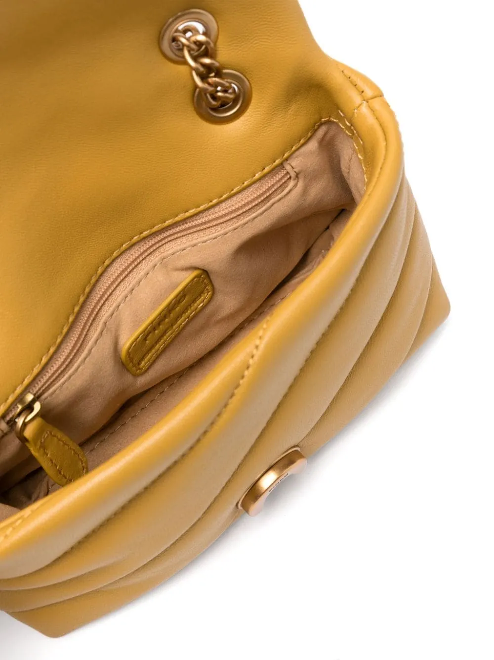 OCHRE YELLOW QUILTED LEATHER SHOULDER BAG