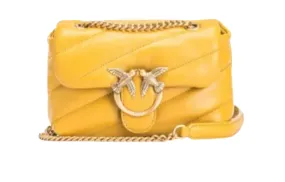 OCHRE YELLOW QUILTED LEATHER SHOULDER BAG