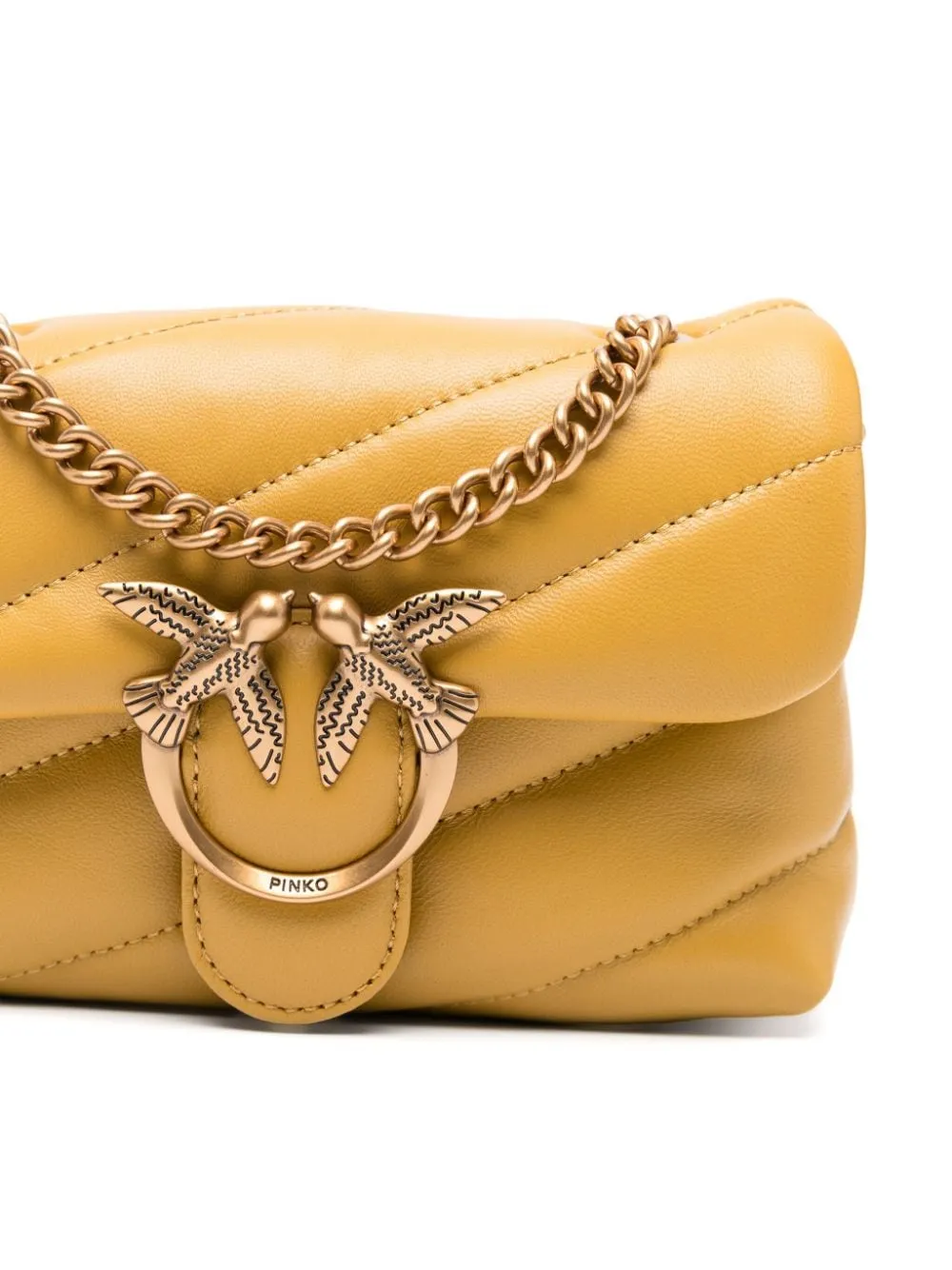 OCHRE YELLOW QUILTED LEATHER SHOULDER BAG
