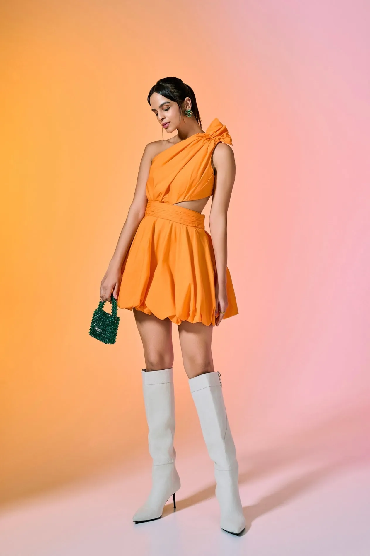 Orange Mango Voluminous Mini Dress