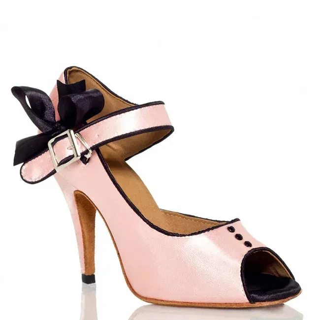 Pink Latin Dance Shoes Women's High-heeled Party Bowknot Sandals Indoor Soft-soled  Wedding Shoes Social Summer Bow Performance