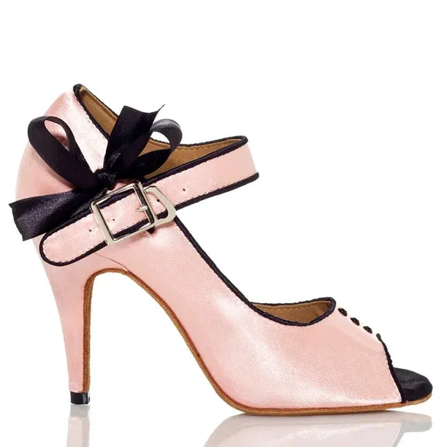 Pink Latin Dance Shoes Women's High-heeled Party Bowknot Sandals Indoor Soft-soled  Wedding Shoes Social Summer Bow Performance