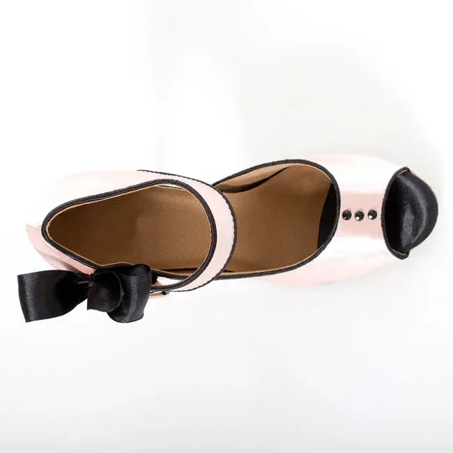 Pink Latin Dance Shoes Women's High-heeled Party Bowknot Sandals Indoor Soft-soled  Wedding Shoes Social Summer Bow Performance
