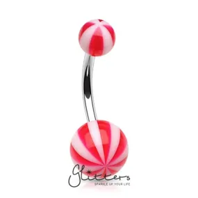 Red Acrylic Candy Balls Belly Button Ring