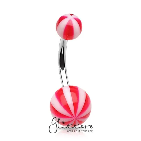 Red Acrylic Candy Balls Belly Button Ring