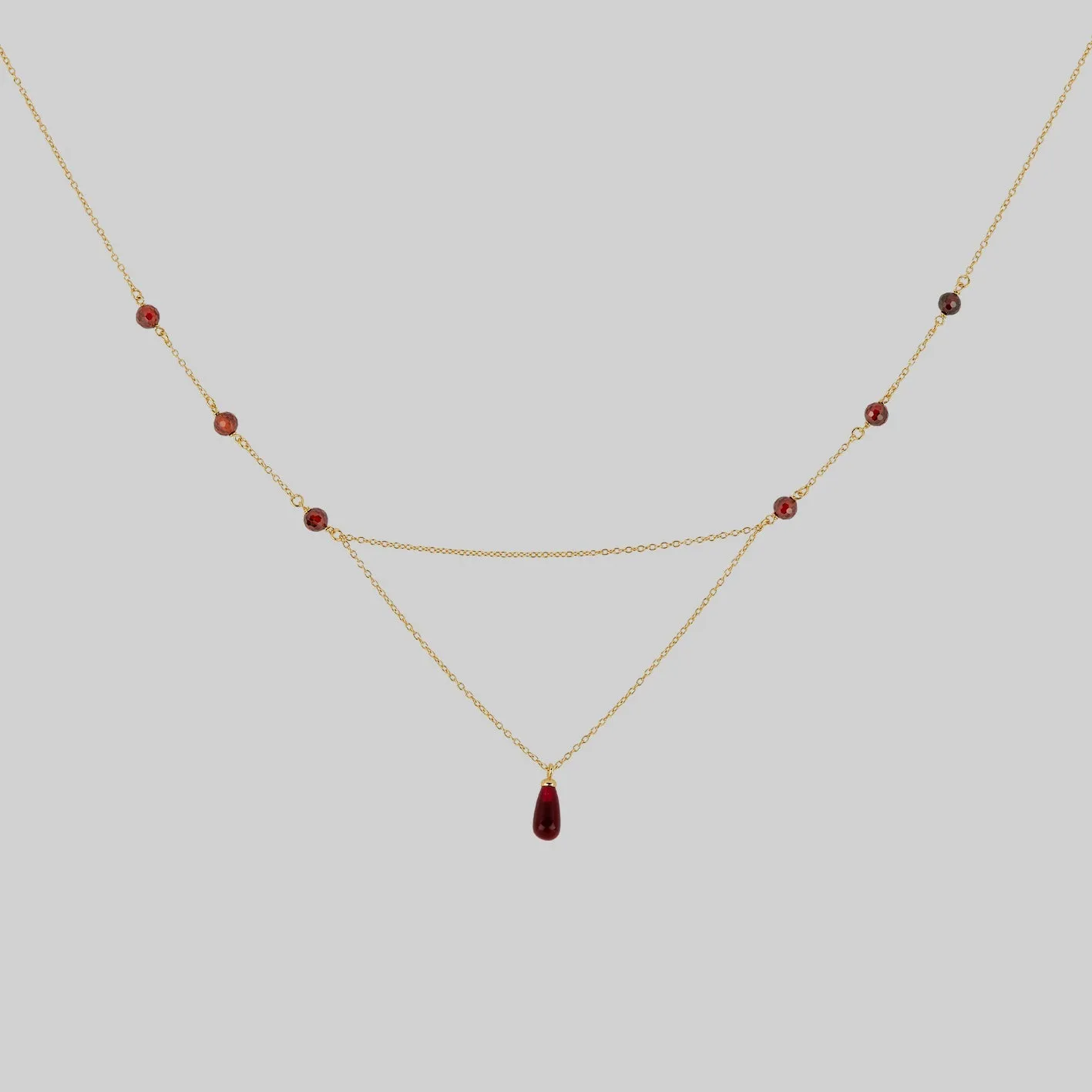 RELISH. Medieval Red Glass Droplet Necklace - Gold