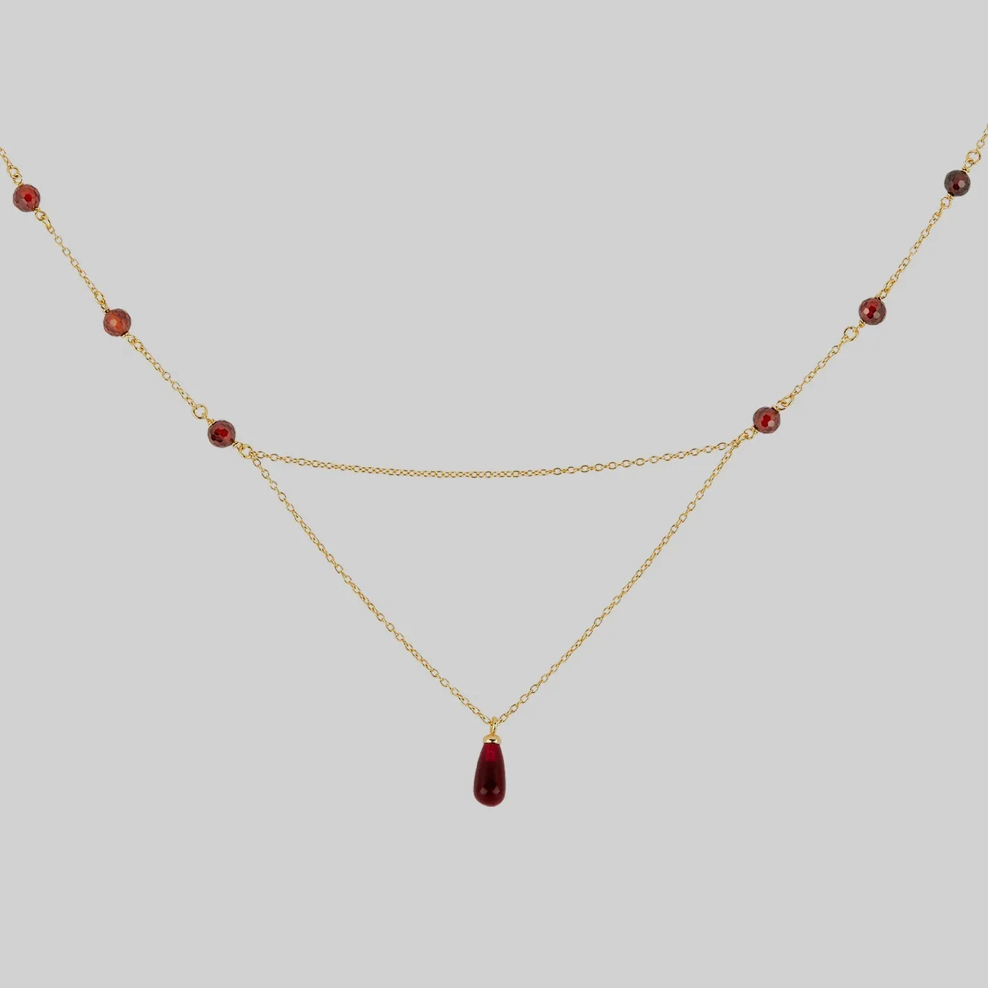 RELISH. Medieval Red Glass Droplet Necklace - Gold