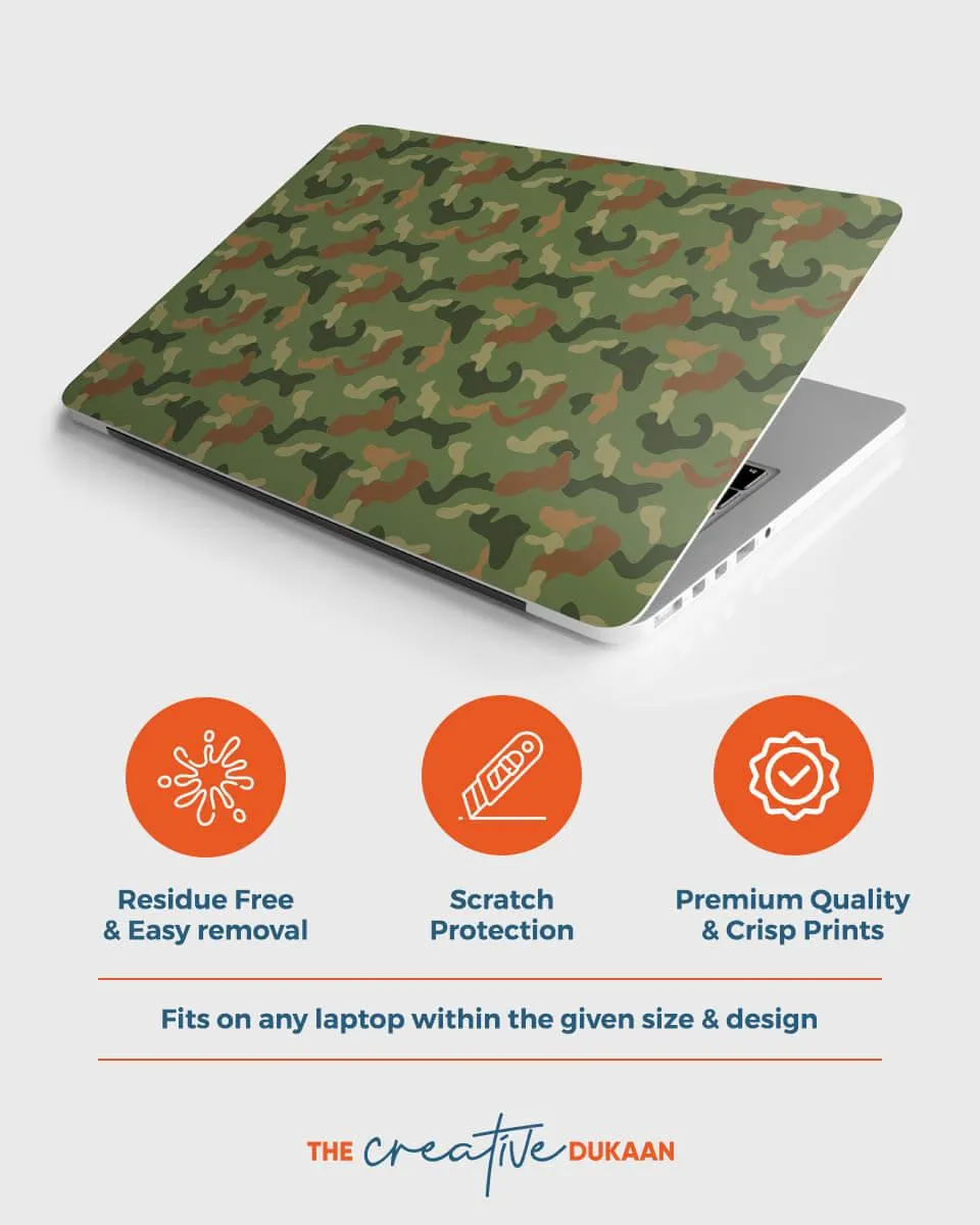 Stylish Laptop Skin With Army Camouflage Print Design