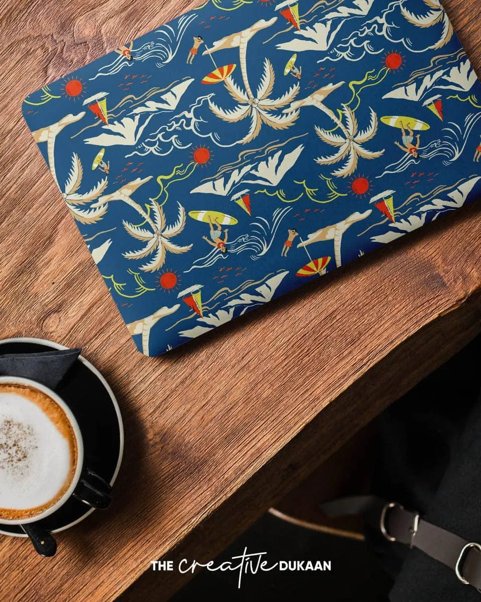Travel Doodle Laptop Skin in Blue Colour With Matt Finish