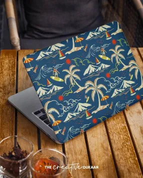 Travel Doodle Laptop Skin in Blue Colour With Matt Finish