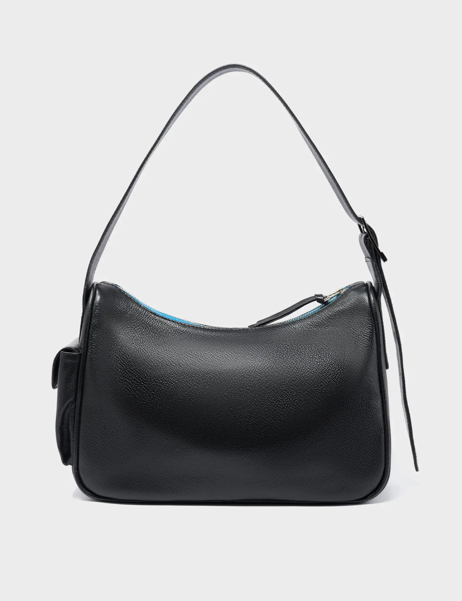 Vinyl Black Leather Hobo With Pocket - Urban Doodles Applique