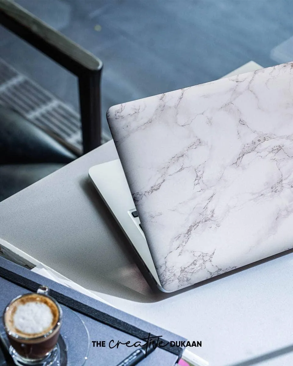White Marble Laptop Skin With Premium Matt Finish Design