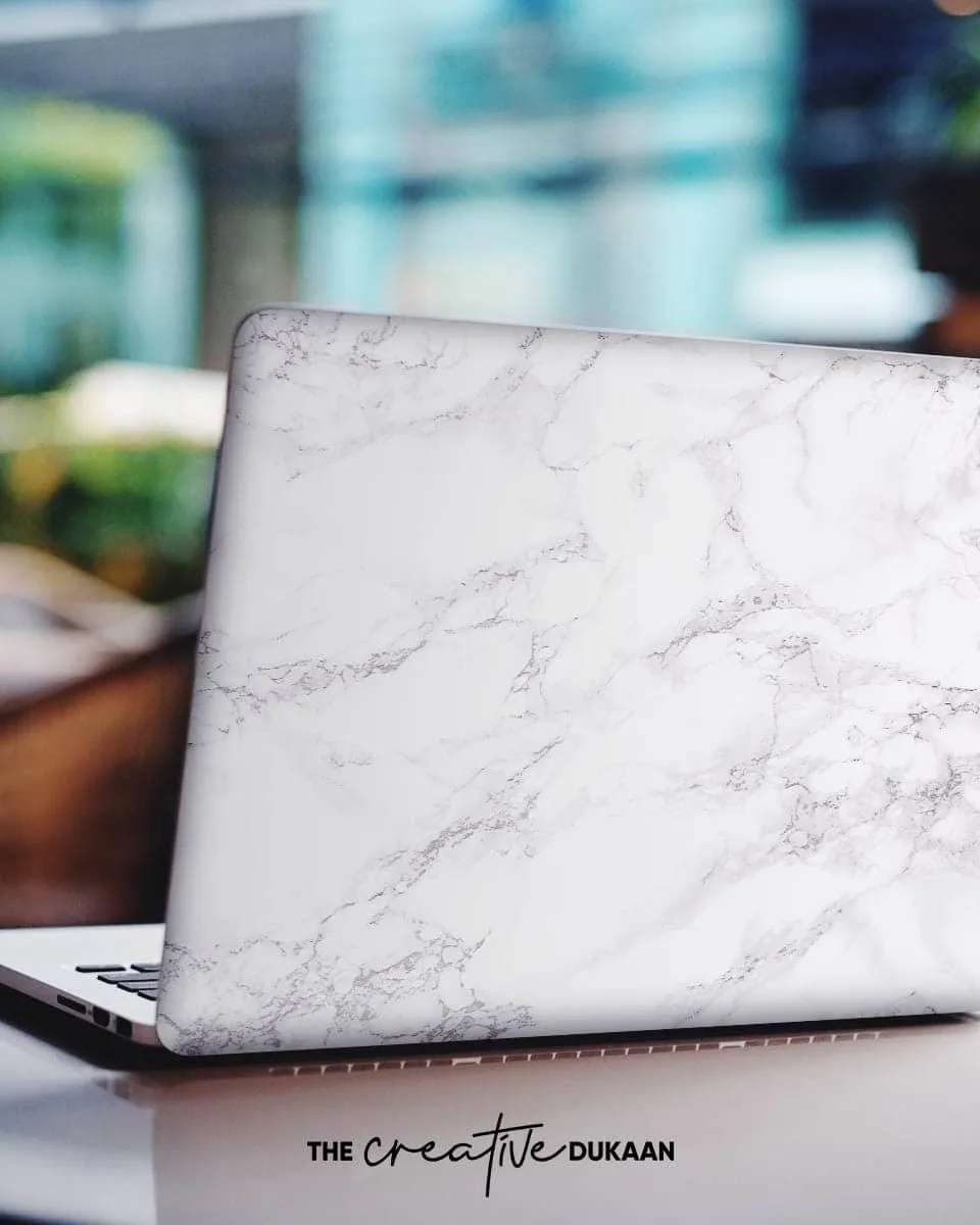 White Marble Laptop Skin With Premium Matt Finish Design