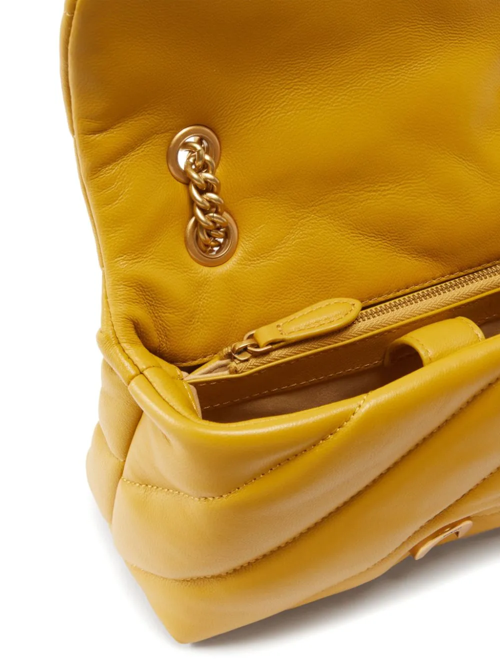 YELLOW SHEEPSKIN PADDED SHOULDER BAG