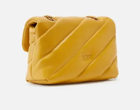 YELLOW SHEEPSKIN PADDED SHOULDER BAG