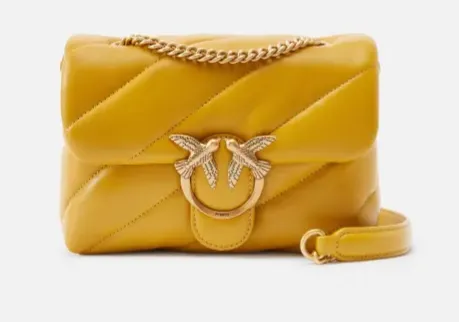 YELLOW SHEEPSKIN PADDED SHOULDER BAG