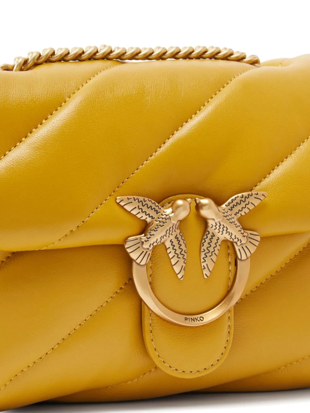 YELLOW SHEEPSKIN PADDED SHOULDER BAG