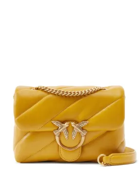 YELLOW SHEEPSKIN PADDED SHOULDER BAG