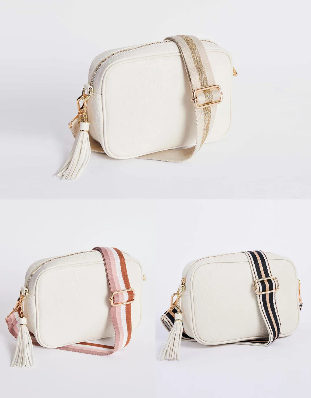 Zoe Crossbody Bag - Ecru/Blush Stripe