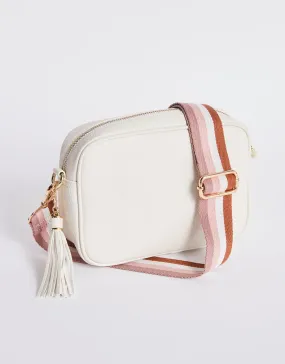 Zoe Crossbody Bag - Ecru/Blush Stripe